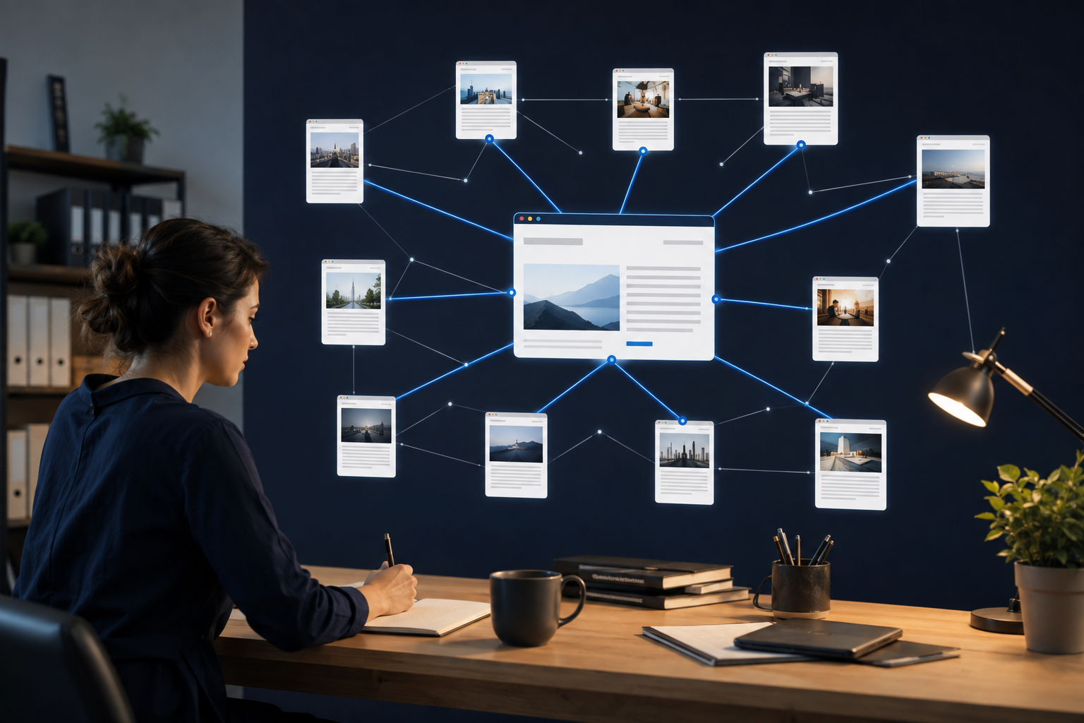 Editorial authority network connecting relevant publications to a website