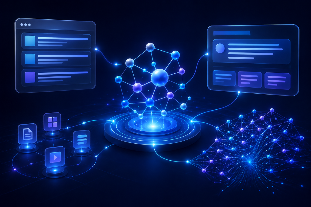 Knowledge graph connecting generative search answers and source content