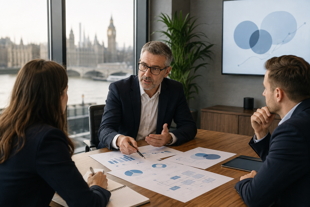 Senior SEO consultant discussing a search growth roadmap with business leaders
