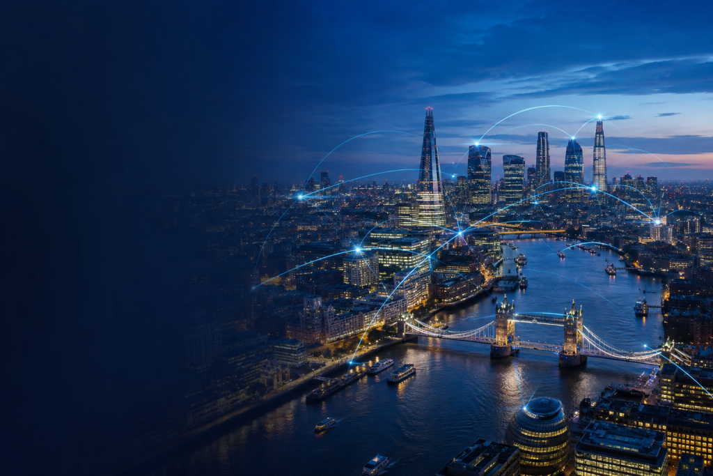 London skyline connected by search visibility signals